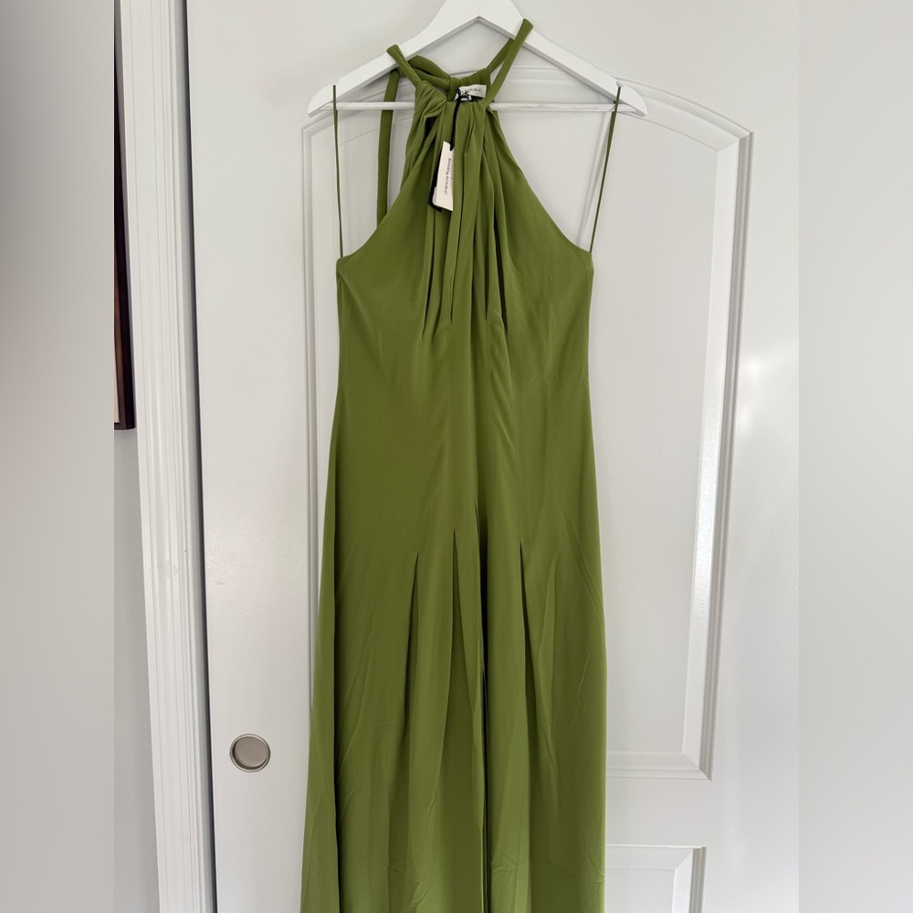 MATTE SILK HALTER MAXI DRESS  NEW - Picture 3 of 7